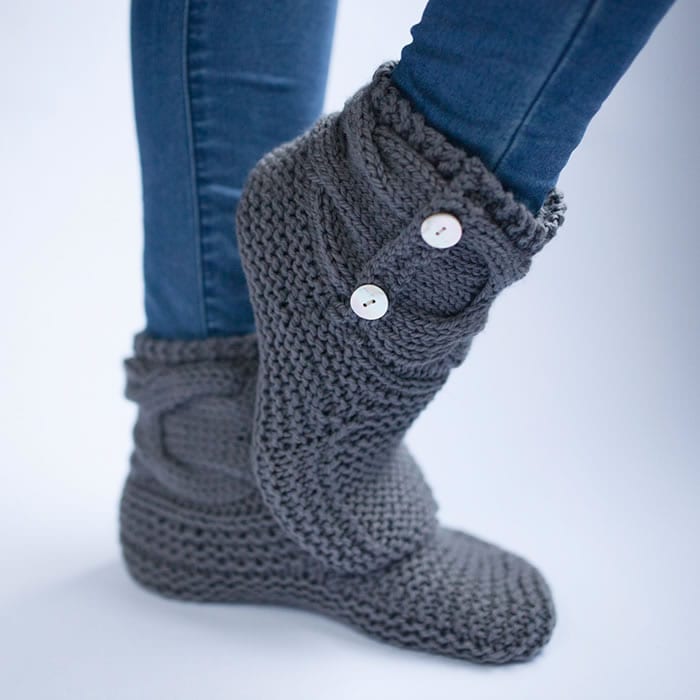 Simple Knit Slipper Booties Free Pattern The Woven
